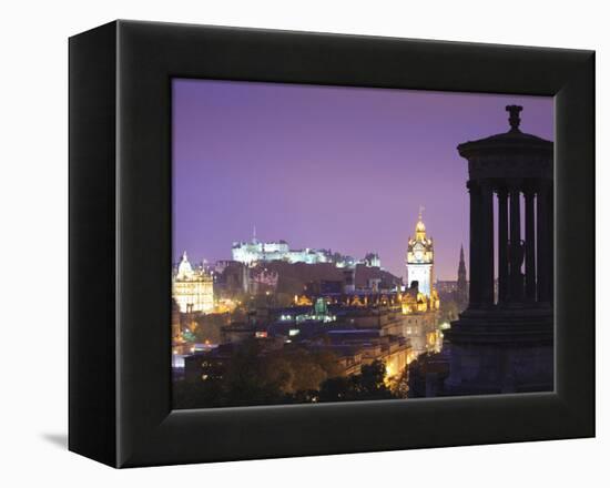 Edinburgh Cityscape at Dusk Looking Towards Edinburgh Castle, Edinburgh, Lothian, Scotland, Uk-Amanda Hall-Framed Premier Image Canvas