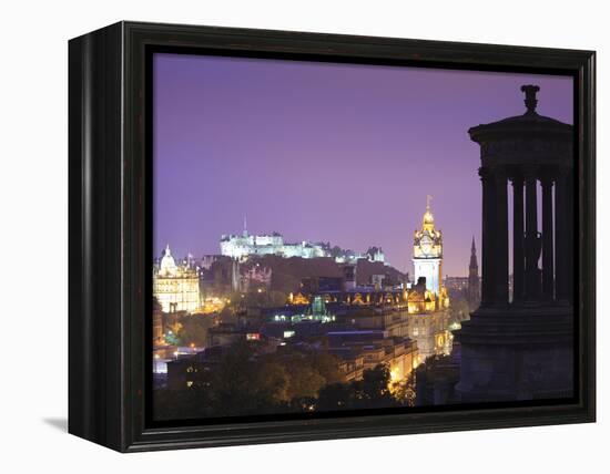 Edinburgh Cityscape at Dusk Looking Towards Edinburgh Castle, Edinburgh, Lothian, Scotland, Uk-Amanda Hall-Framed Premier Image Canvas