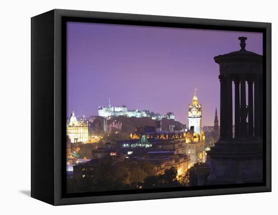 Edinburgh Cityscape at Dusk Looking Towards Edinburgh Castle, Edinburgh, Lothian, Scotland, Uk-Amanda Hall-Framed Premier Image Canvas