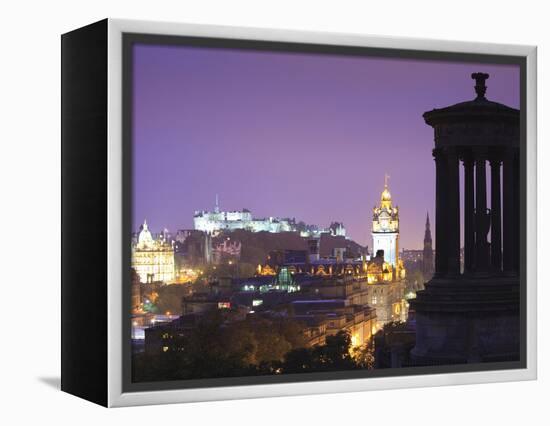 Edinburgh Cityscape at Dusk Looking Towards Edinburgh Castle, Edinburgh, Lothian, Scotland, Uk-Amanda Hall-Framed Premier Image Canvas