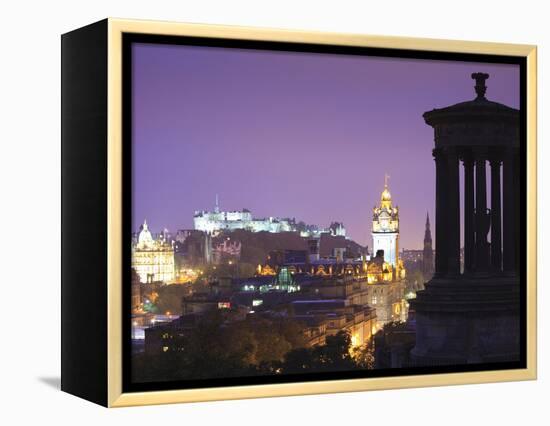 Edinburgh Cityscape at Dusk Looking Towards Edinburgh Castle, Edinburgh, Lothian, Scotland, Uk-Amanda Hall-Framed Premier Image Canvas