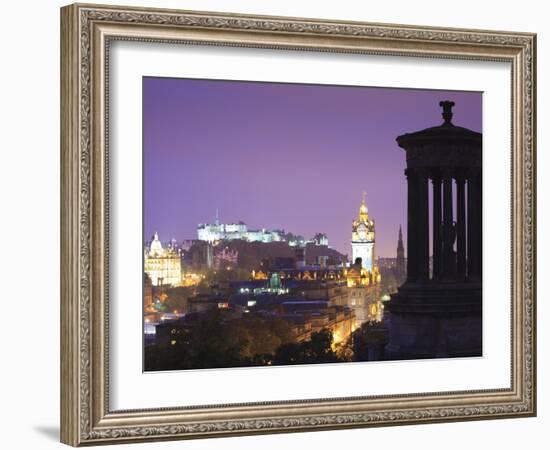 Edinburgh Cityscape at Dusk Looking Towards Edinburgh Castle, Edinburgh, Lothian, Scotland, Uk-Amanda Hall-Framed Photographic Print