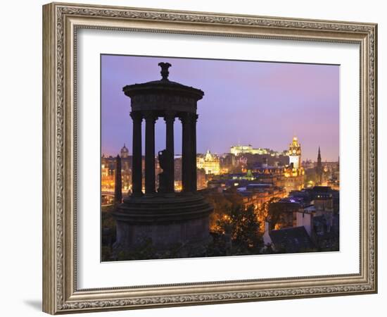 Edinburgh Cityscape at Dusk Looking Towards Edinburgh Castle, Edinburgh, Lothian, Scotland, Uk-Amanda Hall-Framed Photographic Print