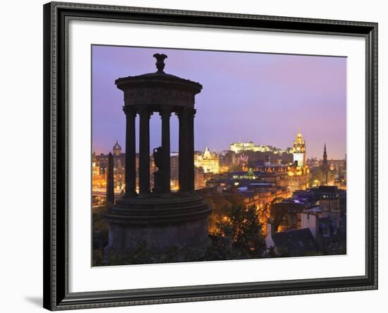 Edinburgh Cityscape at Dusk Looking Towards Edinburgh Castle, Edinburgh, Lothian, Scotland, Uk-Amanda Hall-Framed Photographic Print