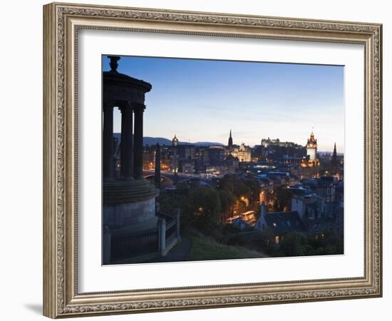 Edinburgh Cityscape at Dusk Towards Edinburgh Castle, Edinburgh, Lothian, Scotland, Uk-Amanda Hall-Framed Photographic Print