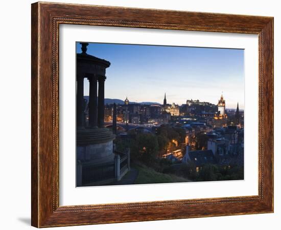 Edinburgh Cityscape at Dusk Towards Edinburgh Castle, Edinburgh, Lothian, Scotland, Uk-Amanda Hall-Framed Photographic Print