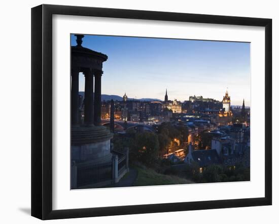 Edinburgh Cityscape at Dusk Towards Edinburgh Castle, Edinburgh, Lothian, Scotland, Uk-Amanda Hall-Framed Photographic Print