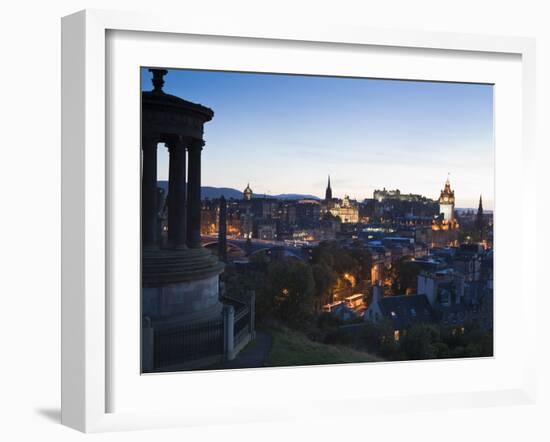 Edinburgh Cityscape at Dusk Towards Edinburgh Castle, Edinburgh, Lothian, Scotland, Uk-Amanda Hall-Framed Photographic Print