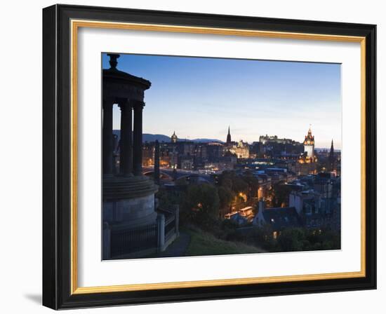 Edinburgh Cityscape at Dusk Towards Edinburgh Castle, Edinburgh, Lothian, Scotland, Uk-Amanda Hall-Framed Photographic Print