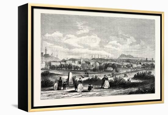 Edinburgh from Warriston Cemetery 1843-null-Framed Premier Image Canvas