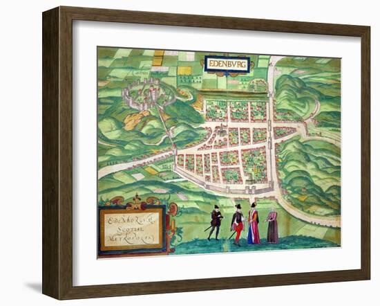 Edinburgh Map, from "Civitates Orbis Terrarum" by Georg Braun and Frans Hogenberg circa 1572-1617-Joris Hoefnagel-Framed Giclee Print