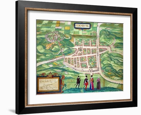 Edinburgh Map, from "Civitates Orbis Terrarum" by Georg Braun and Frans Hogenberg circa 1572-1617-Joris Hoefnagel-Framed Giclee Print