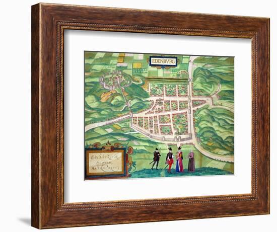 Edinburgh Map, from "Civitates Orbis Terrarum" by Georg Braun and Frans Hogenberg circa 1572-1617-Joris Hoefnagel-Framed Giclee Print