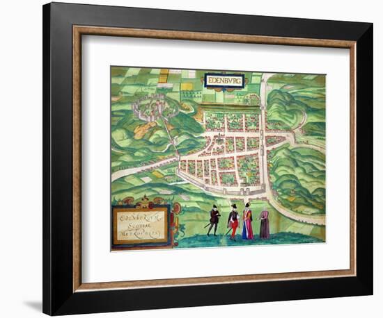 Edinburgh Map, from "Civitates Orbis Terrarum" by Georg Braun and Frans Hogenberg circa 1572-1617-Joris Hoefnagel-Framed Giclee Print