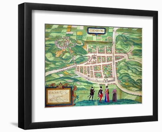 Edinburgh Map, from "Civitates Orbis Terrarum" by Georg Braun and Frans Hogenberg circa 1572-1617-Joris Hoefnagel-Framed Giclee Print