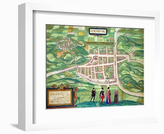 Edinburgh Map, from "Civitates Orbis Terrarum" by Georg Braun and Frans Hogenberg circa 1572-1617-Joris Hoefnagel-Framed Giclee Print