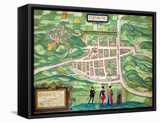 Edinburgh Map, from "Civitates Orbis Terrarum" by Georg Braun and Frans Hogenberg circa 1572-1617-Joris Hoefnagel-Framed Premier Image Canvas