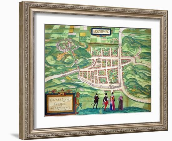 Edinburgh Map, from "Civitates Orbis Terrarum" by Georg Braun and Frans Hogenberg circa 1572-1617-Joris Hoefnagel-Framed Giclee Print