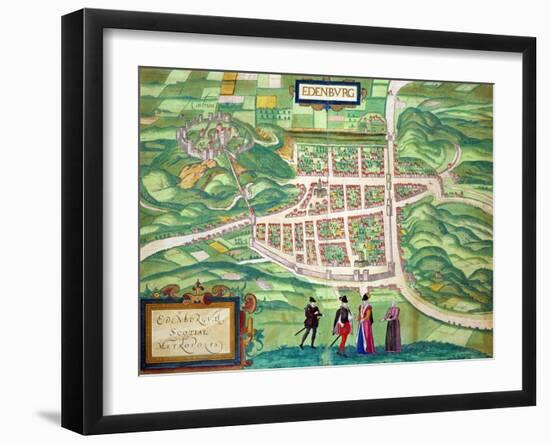 Edinburgh Map, from "Civitates Orbis Terrarum" by Georg Braun and Frans Hogenberg circa 1572-1617-Joris Hoefnagel-Framed Giclee Print