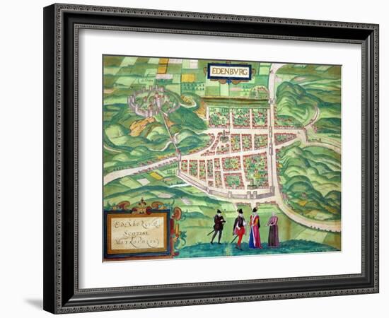 Edinburgh Map, from "Civitates Orbis Terrarum" by Georg Braun and Frans Hogenberg circa 1572-1617-Joris Hoefnagel-Framed Giclee Print