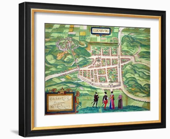 Edinburgh Map, from "Civitates Orbis Terrarum" by Georg Braun and Frans Hogenberg circa 1572-1617-Joris Hoefnagel-Framed Giclee Print