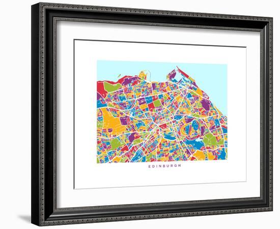 Edinburgh Street Map-Michael Tompsett-Framed Art Print