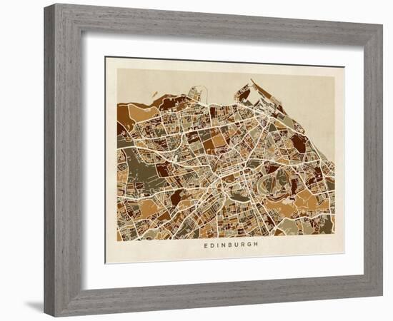 Edinburgh Street Map-Michael Tompsett-Framed Art Print