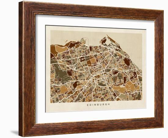 Edinburgh Street Map-Michael Tompsett-Framed Art Print