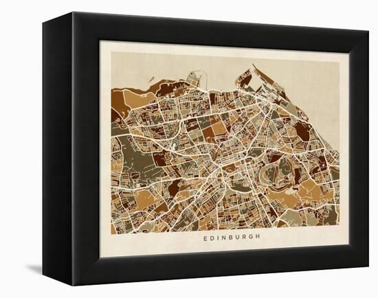 Edinburgh Street Map-Michael Tompsett-Framed Stretched Canvas