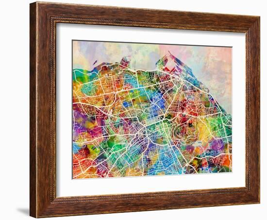 Edinburgh Street Map-Michael Tompsett-Framed Art Print