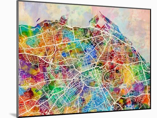 Edinburgh Street Map-Michael Tompsett-Mounted Art Print