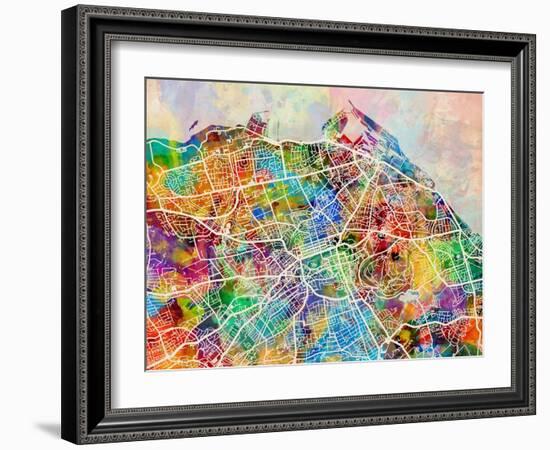 Edinburgh Street Map-Michael Tompsett-Framed Art Print