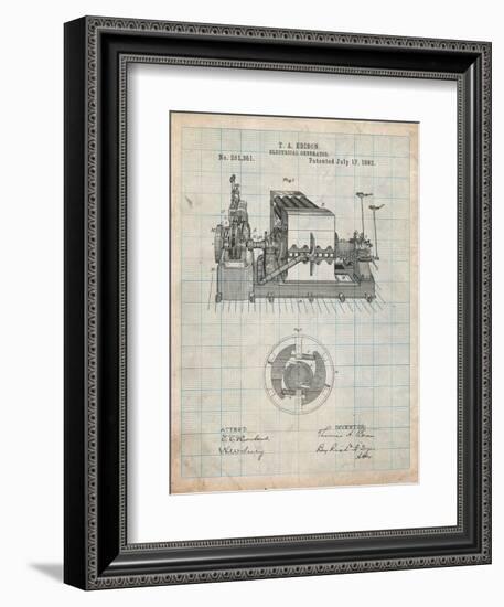Edison Electrical Generator Patent Art-Cole Borders-Framed Art Print
