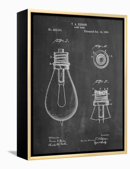 Edison Lamp Base Patent Print-Cole Borders-Framed Stretched Canvas