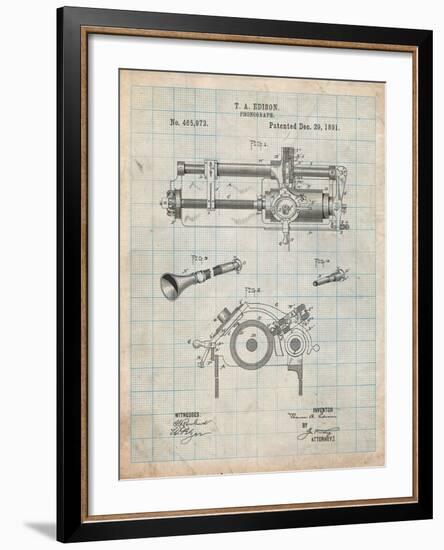 Edison Phonograph Patent-Cole Borders-Framed Art Print
