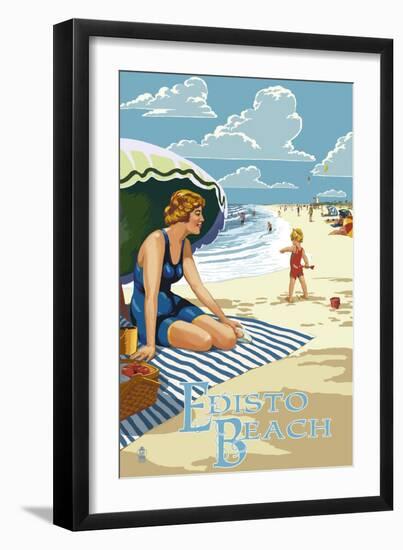 Edisto Beach, South Carolina - Beach Scene-Lantern Press-Framed Art Print