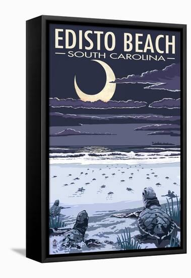 Edisto Beach, South Carolina - Sea Turtles Hatching-Lantern Press-Framed Stretched Canvas