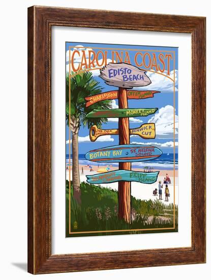Edisto Beach, South Carolina - Sign Destinations-Lantern Press-Framed Art Print