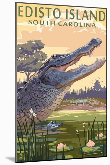 Edisto Island, South Carolina - Alligator-Lantern Press-Mounted Art Print
