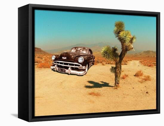 Edited Image of Classic Car in Amrican Desert-Salvatore Elia-Framed Premier Image Canvas