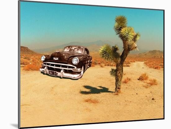 Edited Image of Classic Car in Amrican Desert-Salvatore Elia-Mounted Photographic Print