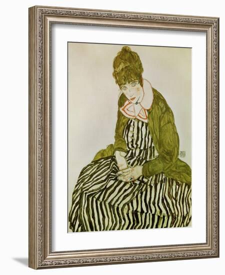 Edith Schiele, the Artist's Wife, Seated, 1915-Egon Schiele-Framed Giclee Print