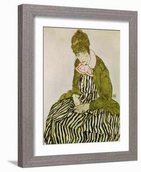 Edith Schiele, the Artist's Wife, Seated, 1915-Egon Schiele-Framed Giclee Print