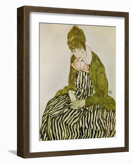 Edith Schiele, the Artist's Wife, Seated, 1915-Egon Schiele-Framed Giclee Print