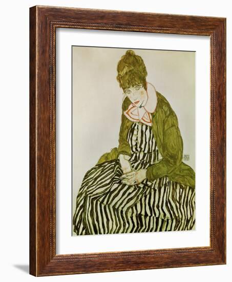 Edith Schiele, the Artist's Wife, Seated, 1915-Egon Schiele-Framed Giclee Print