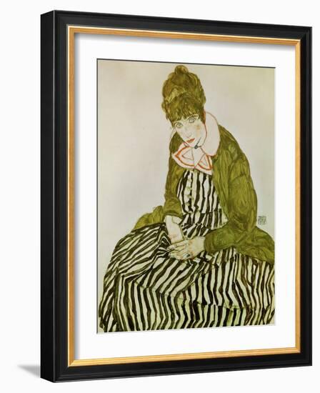 Edith Schiele, the Artist's Wife, Seated, 1915-Egon Schiele-Framed Giclee Print