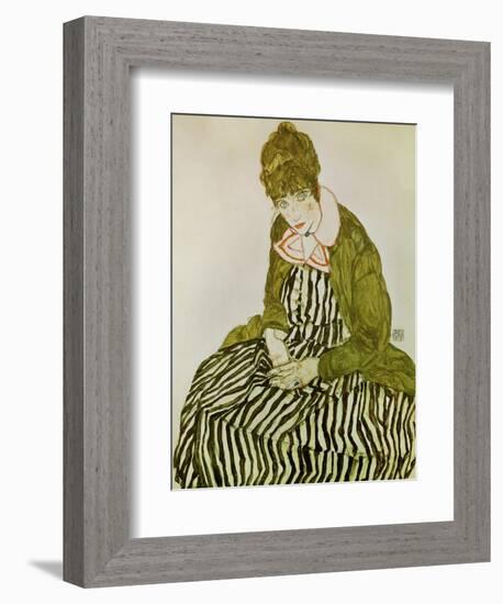 Edith Schiele, the Artist's Wife, Seated, 1915-Egon Schiele-Framed Giclee Print