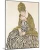 Edith with Striped Dress, Sitting, 1915-Egon Schiele-Mounted Giclee Print