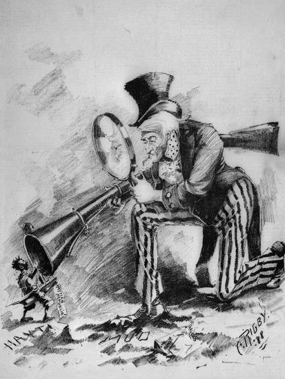 'Editorial Cartoon Drawing of Uncle Sam Looking at Haiti by Cuthbert ...