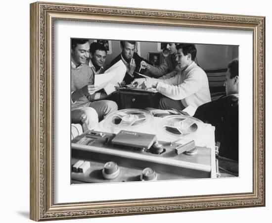 Editors of Le Rosey School Newspaper Listening to Music as They Work-Carlo Bavagnoli-Framed Photographic Print